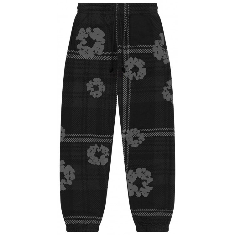 Denim Tears Plaid Cotton Wreath Sweatpants 'Black'