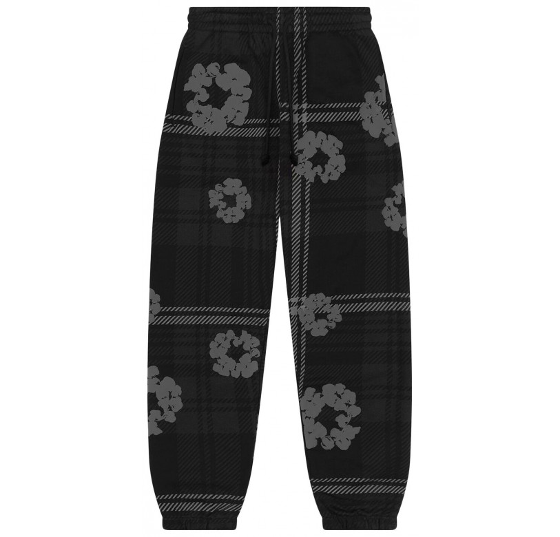 Denim Tears Plaid Cotton Wreath Sweatpants 'Black'