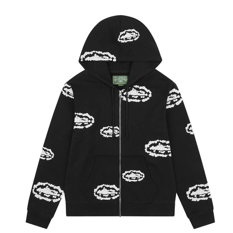 Denim Tears x Corteiz Cotton Wreath Zip Hoodie Black