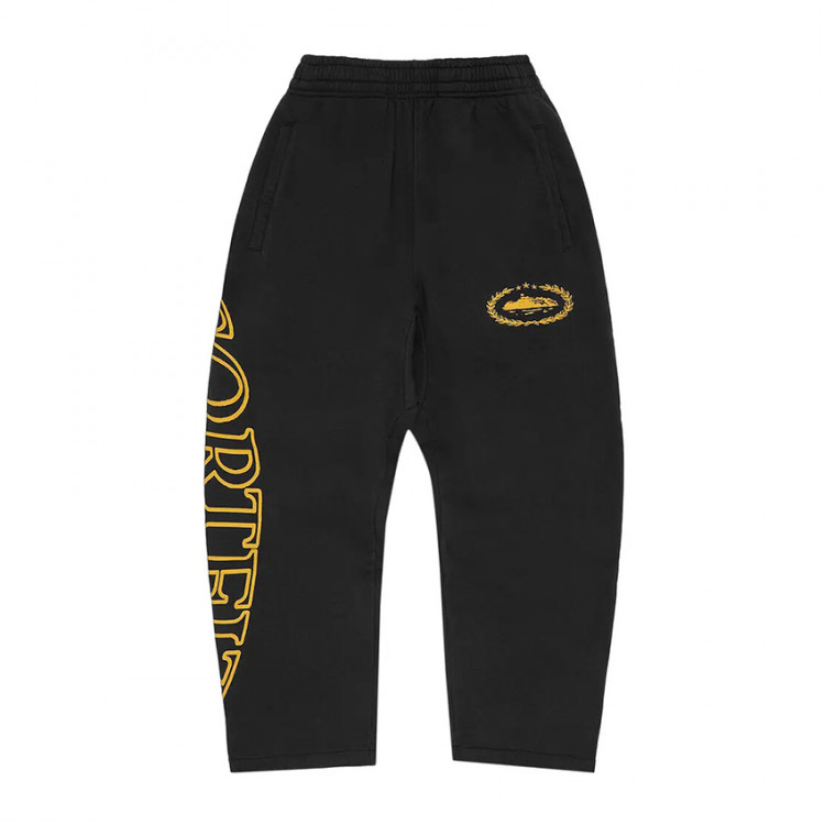 Corteiz Superior Royale Open Hem Pant 'Black/Yellow'