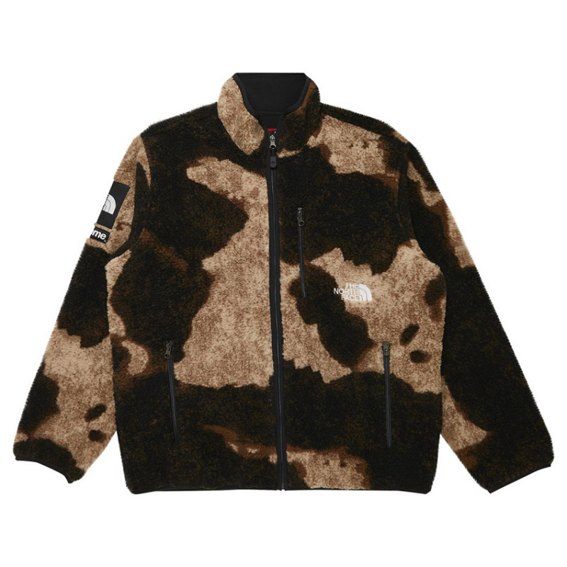 Supreme x The North Face Bleached Denim Print Fleece Jacket 'Black'