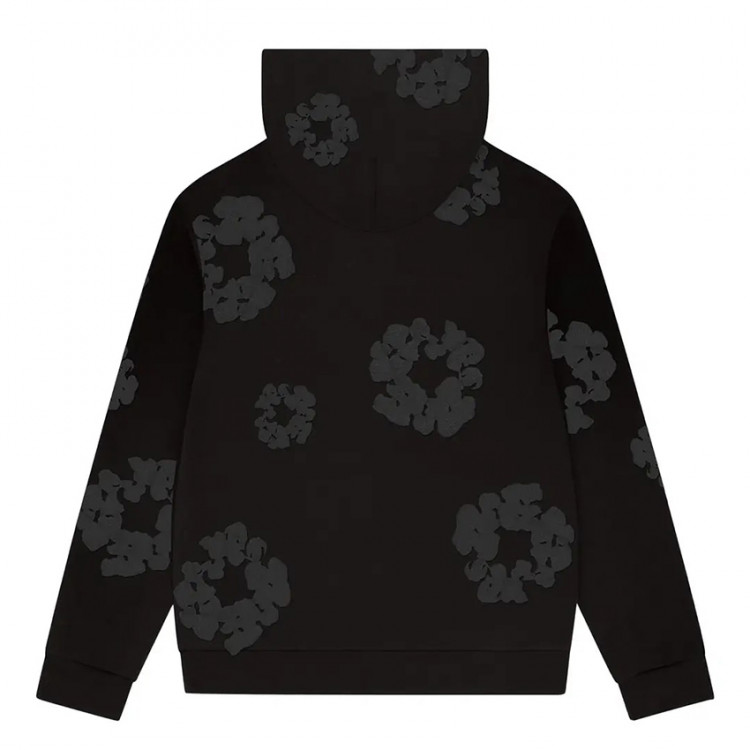 Denim Tears Faded Mono Cotton Wreath Hoodie Black