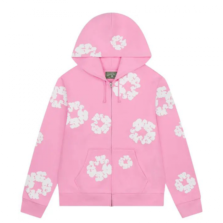Denim Tears Cotton Wreath Zip Hoodie Pink