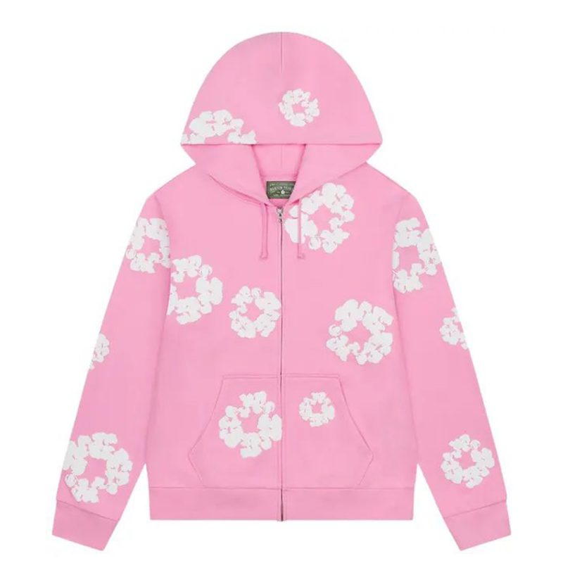 Denim Tears Cotton Wreath Zip Hoodie Pink