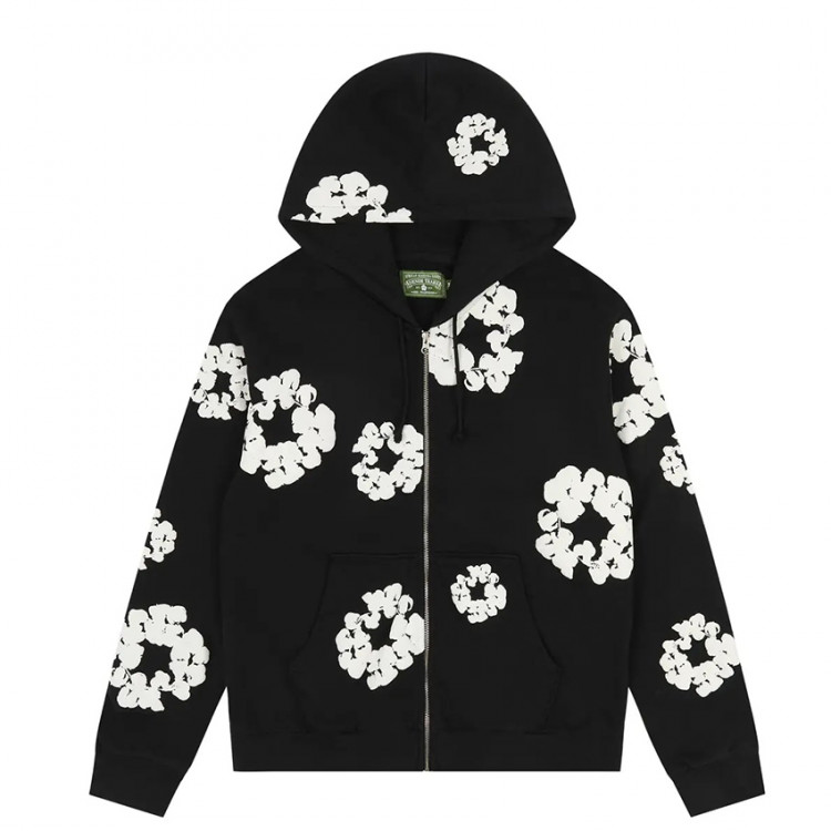 Denim Tears Cotton Wreath Zip Hoodie Black