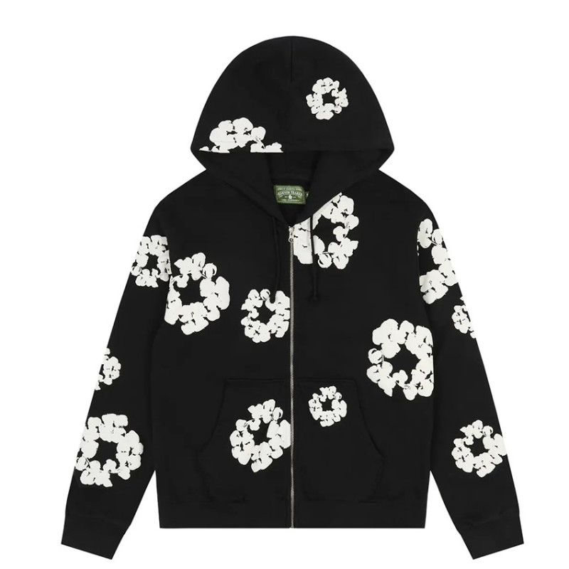 Denim Tears Cotton Wreath Zip Hoodie Black