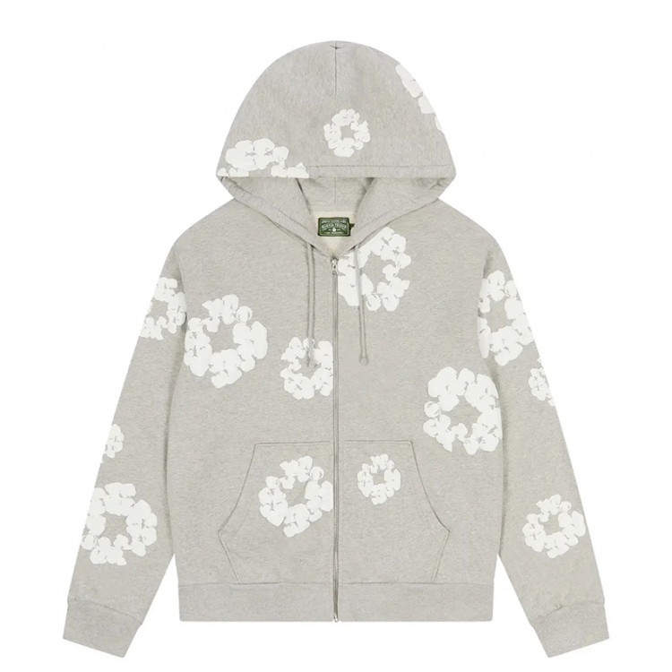 Denim Tears Cotton Wreath Zip Hoodie Grey