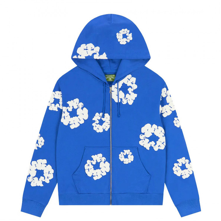 Denim Tears Cotton Wreath Zip Hoodie Blue