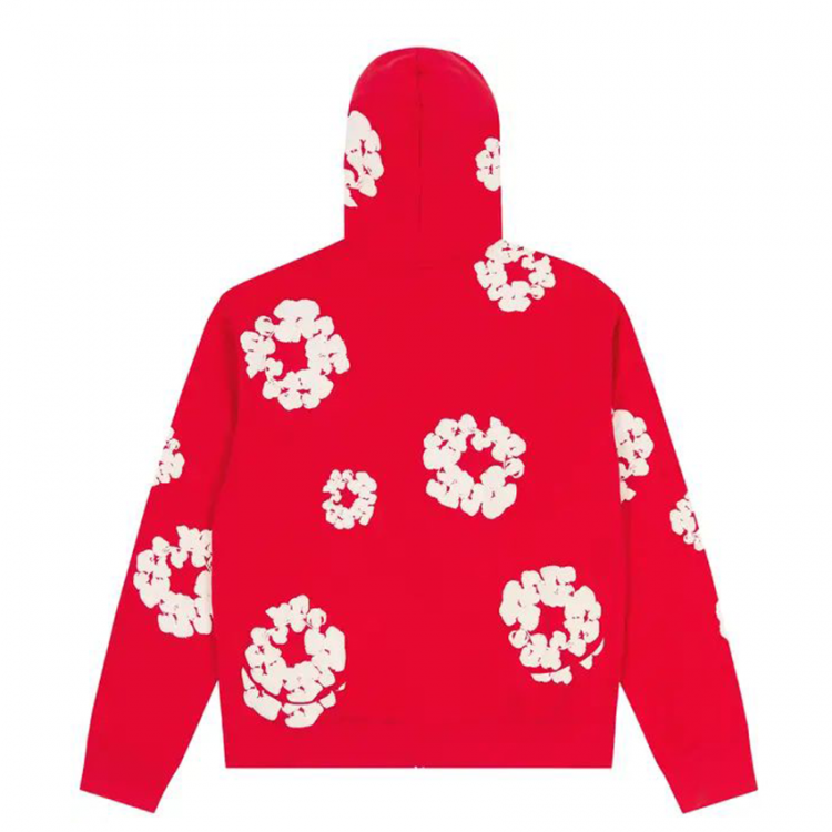 Denim Tears Cotton Wreath Zip Hoodie Red
