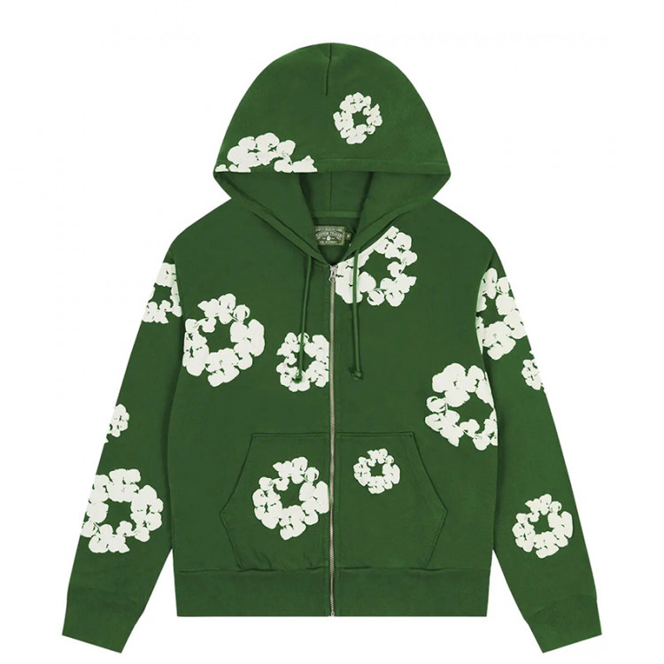 Denim Tears Cotton Wreath Zip Hoodie 'Green'